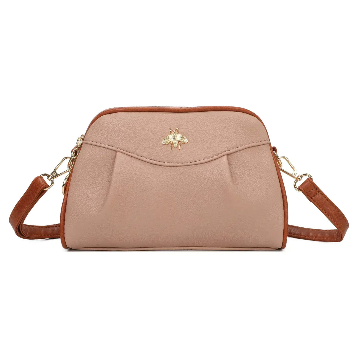 Double Zipper Bee Shoulder Bag Cross Body Bag - 9325: Black