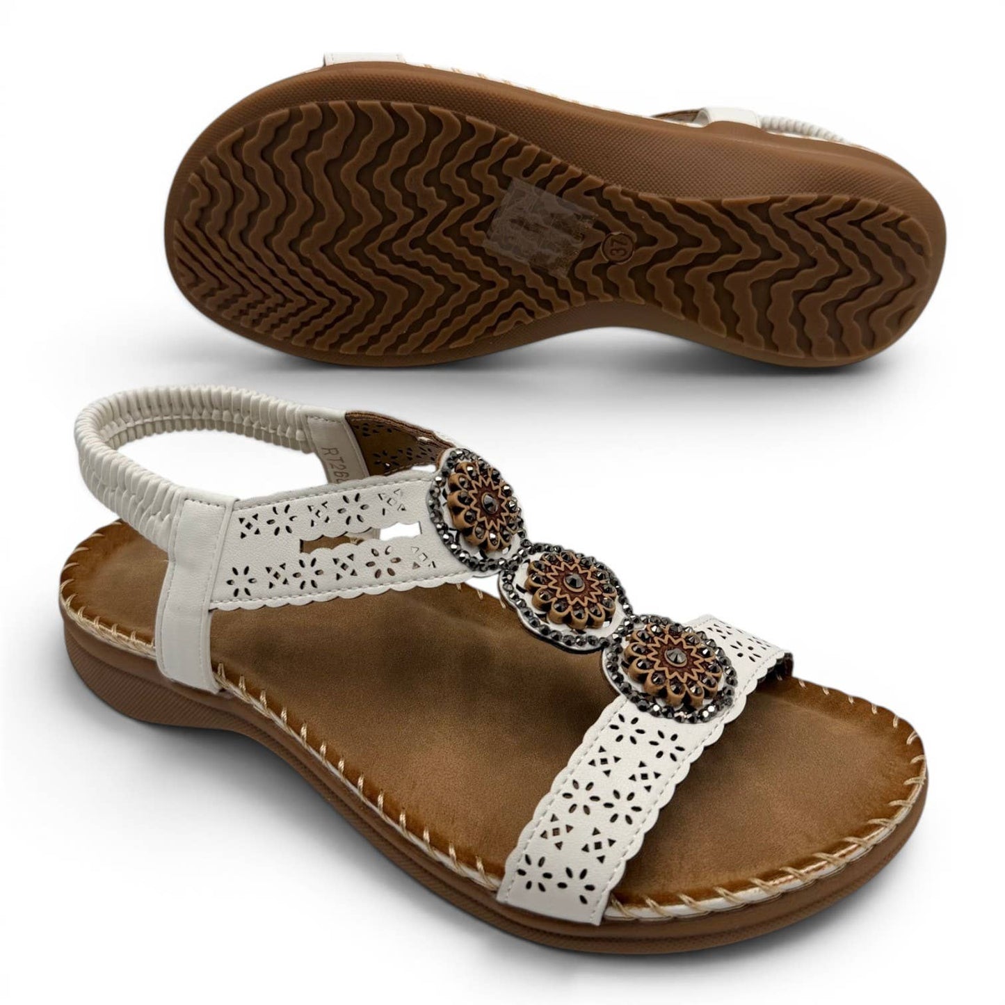Women's Cutout Bohemian Flat Sandals RT268-5: White