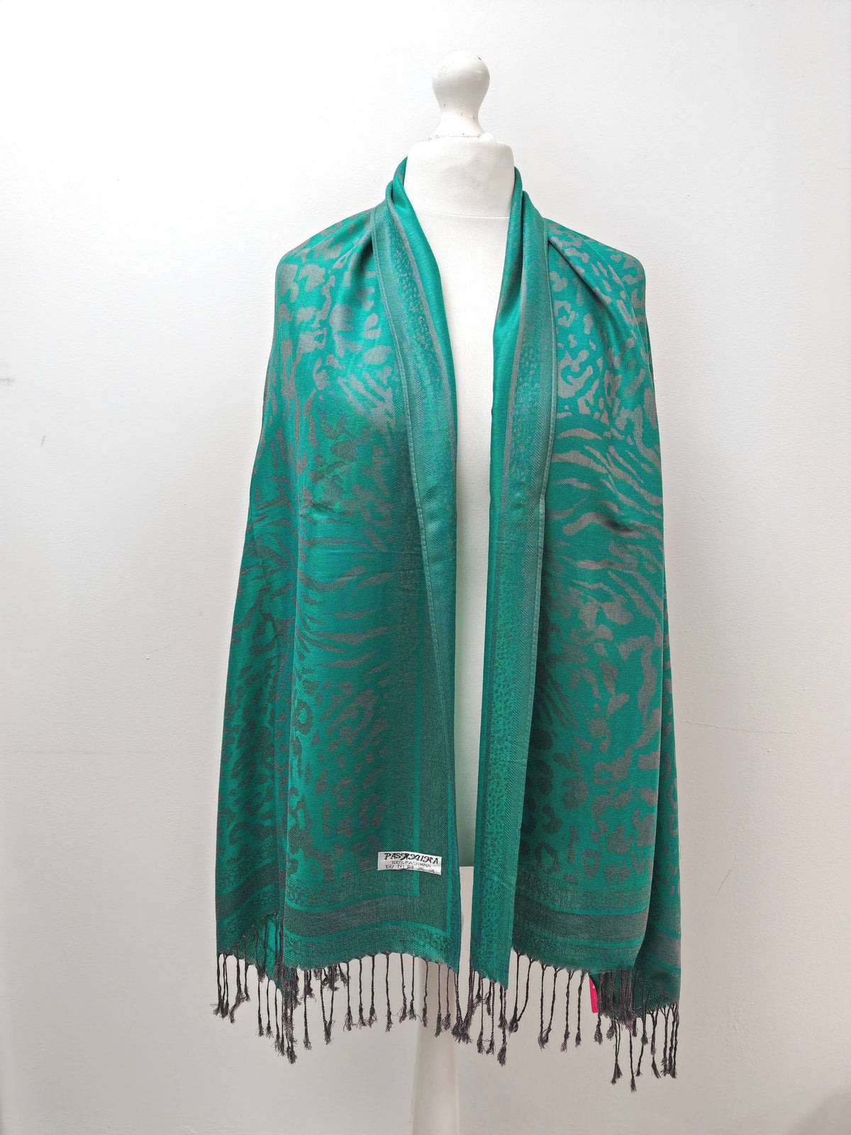 Super Soft Pashmina Scarf Shawl Wrap-2503 Animal Print: Emerald