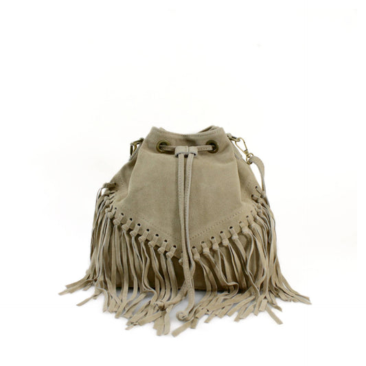 VPFR19 Real Itanlian Suede Bucket Bag: KHAKI