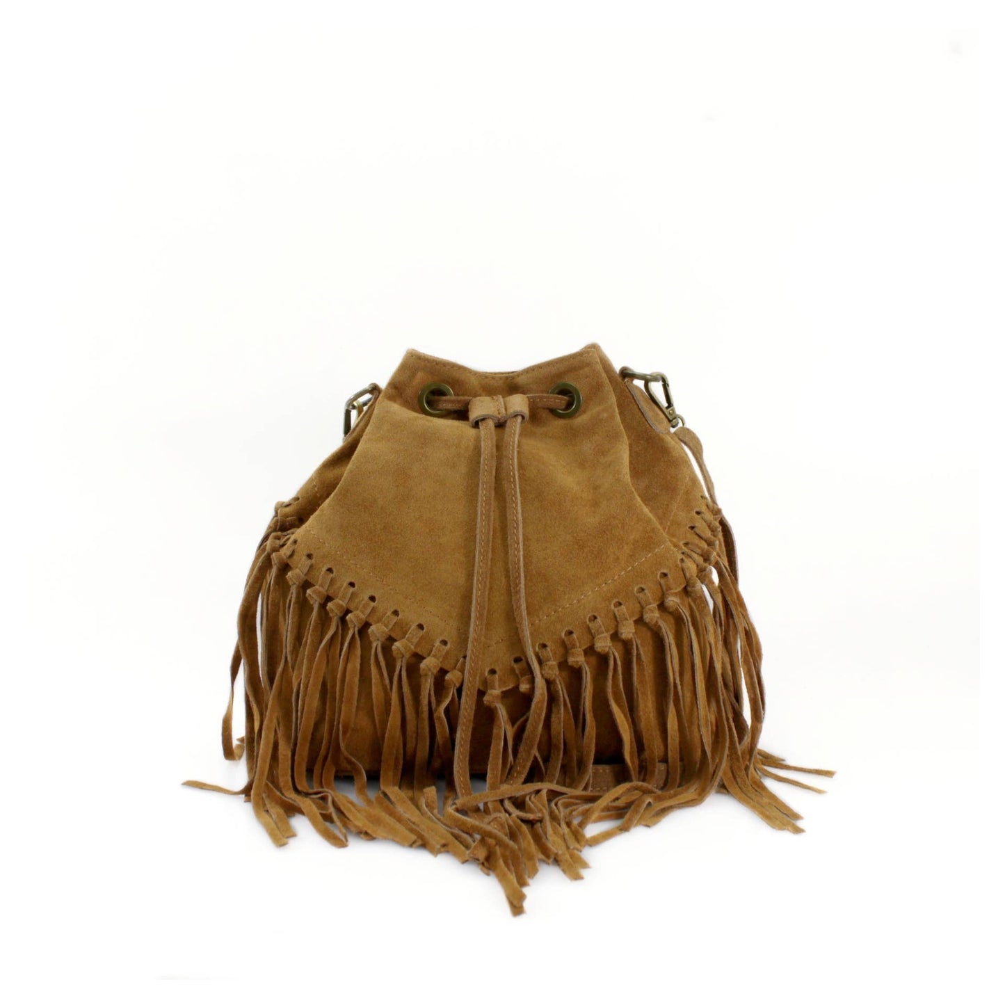 VPFR19 Real Itanlian Suede Bucket Bag: KHAKI