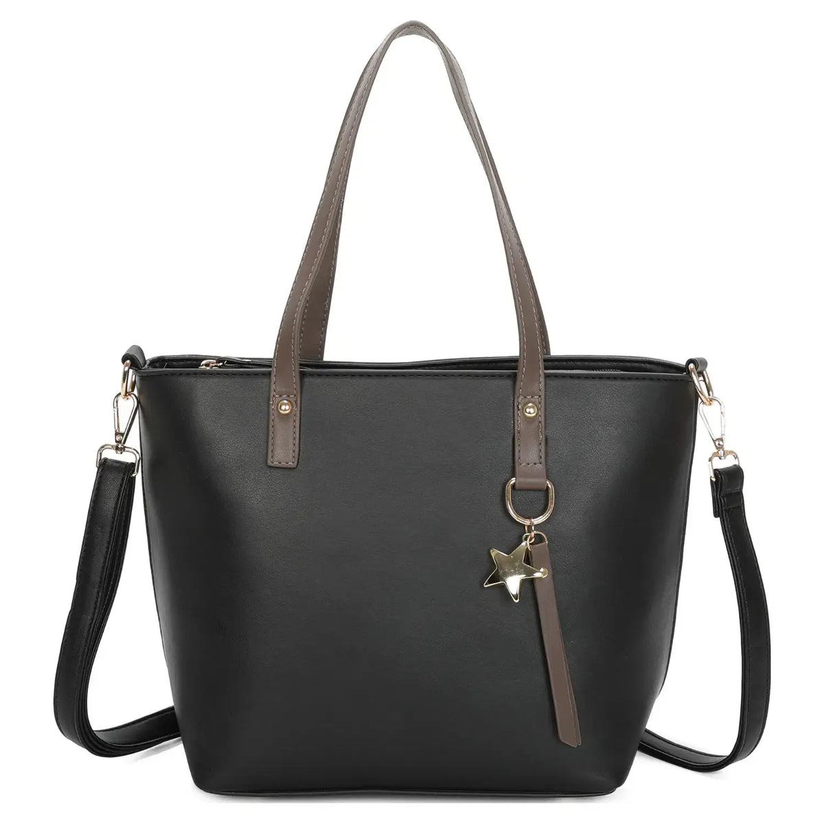 Medium Size Two-toned Tote Bag with Star Details-9330: Purple