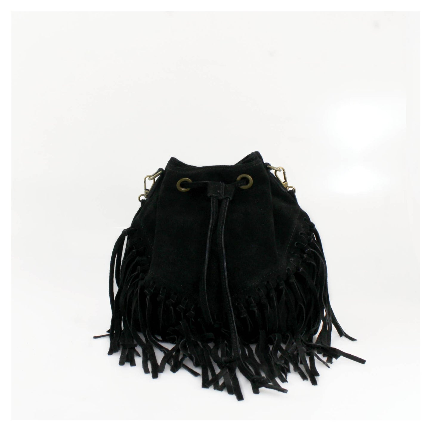 VPFR19 Real Itanlian Suede Bucket Bag: KHAKI