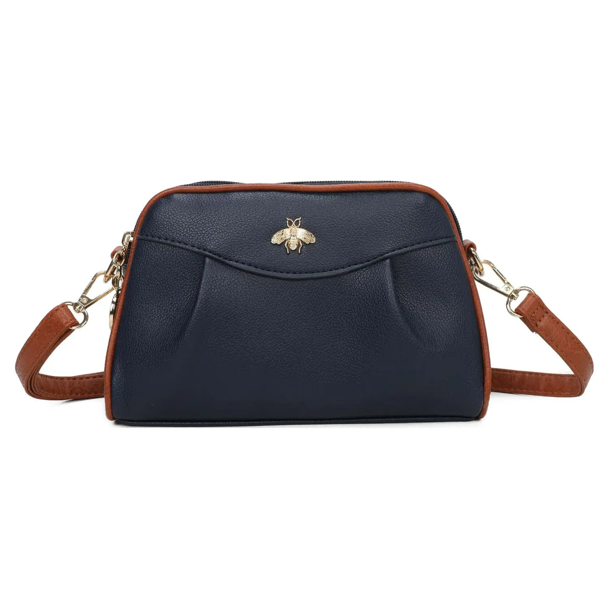 Double Zipper Bee Shoulder Bag Cross Body Bag - 9325: Teal