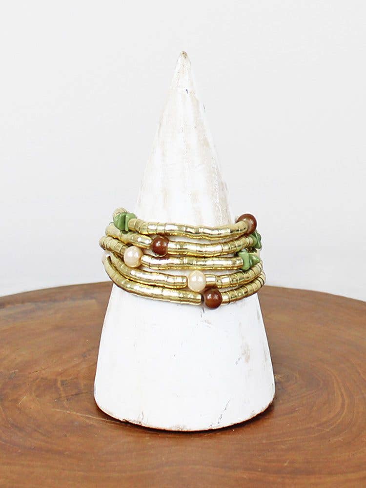 KH6602G SET OF 5 SNAKE BRACELETS WITH BEADS