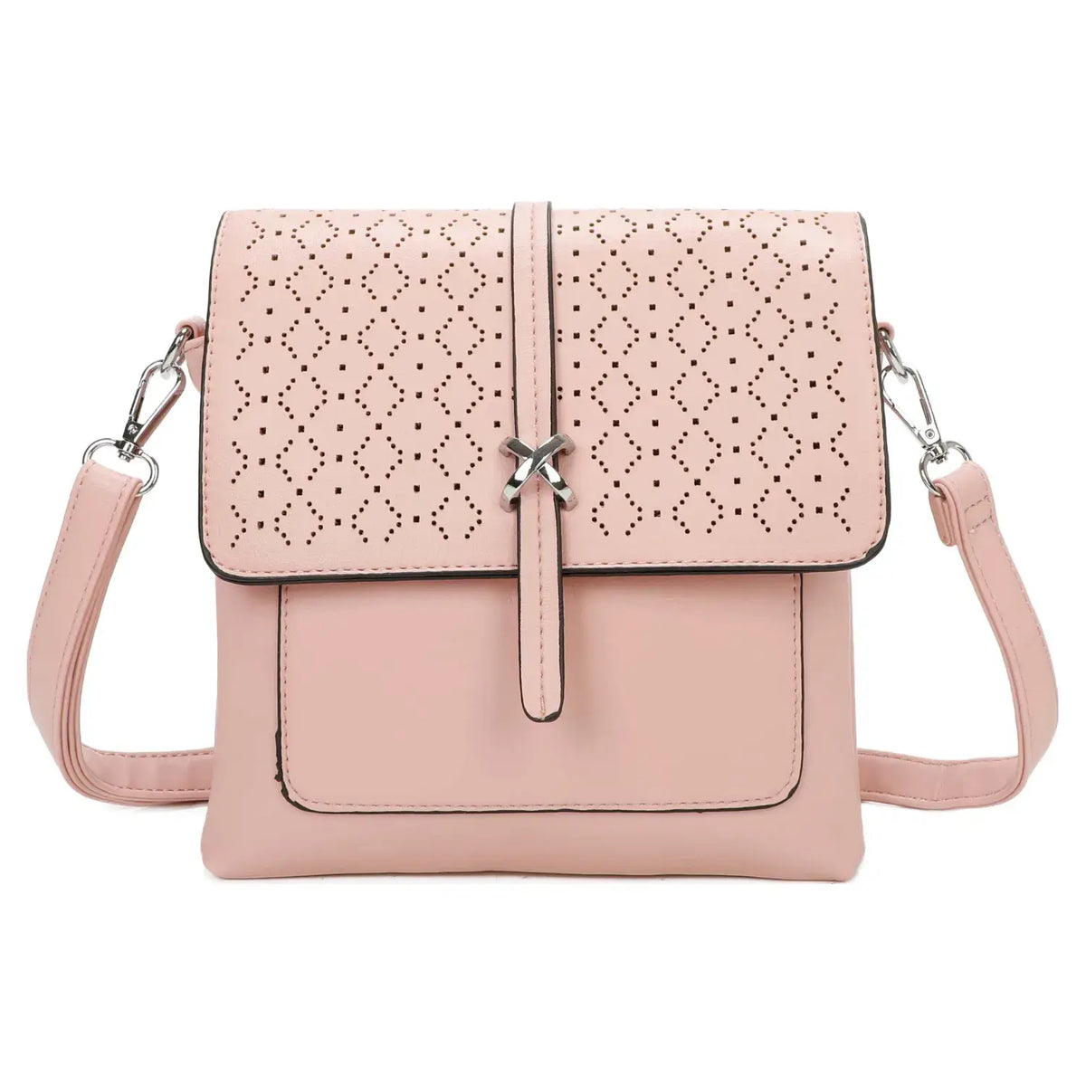 Small 3Compartment Cross Body Bag Laser Cut Shoulder Bag9126: Teal