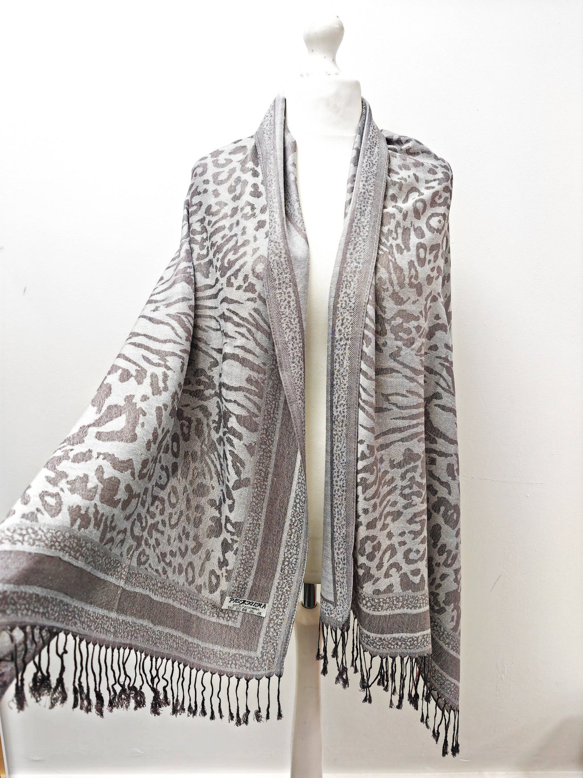 Super Soft Pashmina Scarf Shawl Wrap-2503 Animal Print: Duck egg