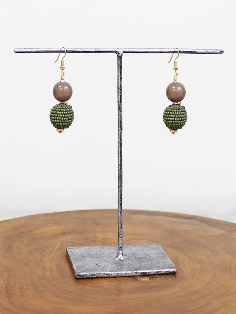 AY6614 BEADED BALL EARRINGS