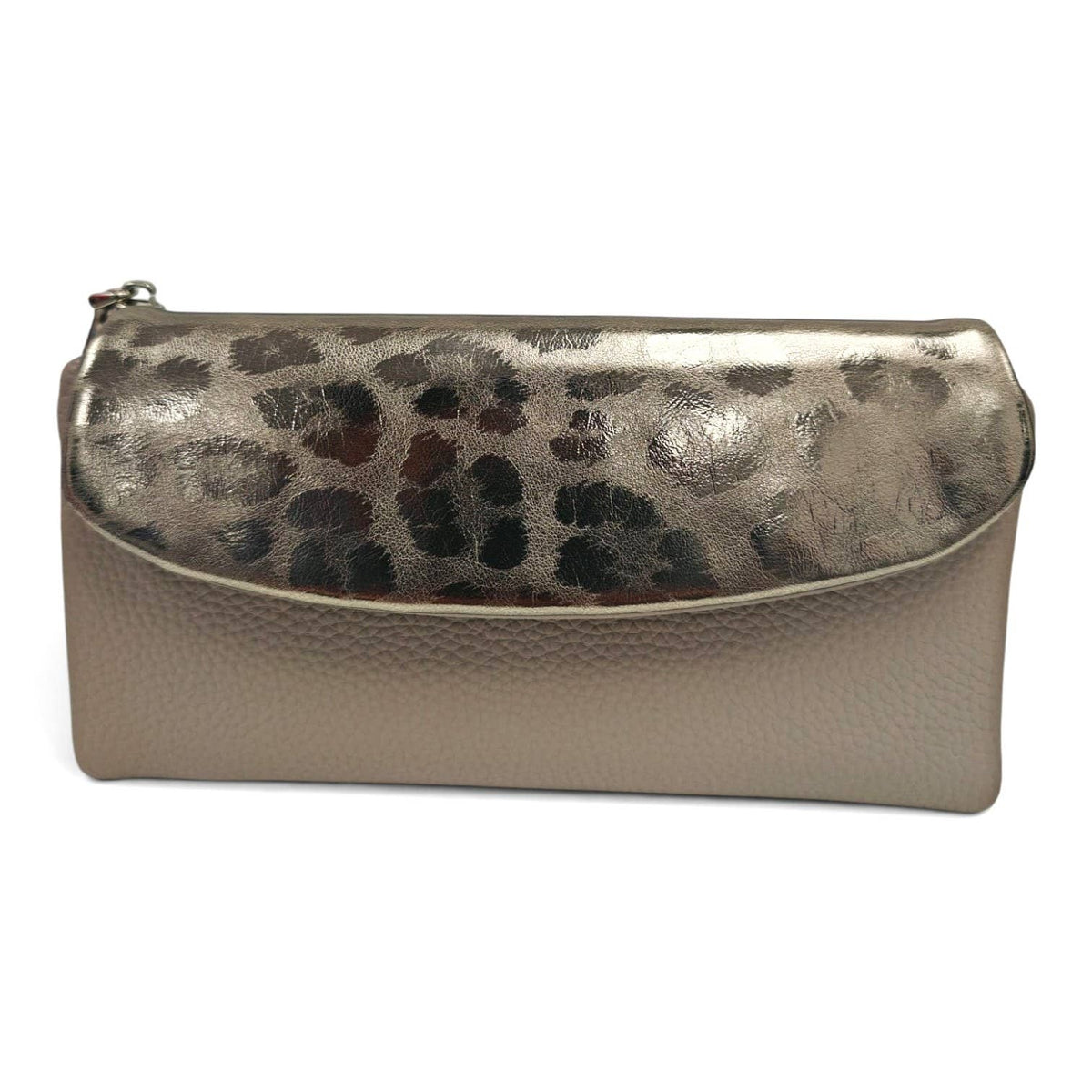 Soft Pu Metallic Leopard Print Long Purse Clutch + Gift Box: Apricot
