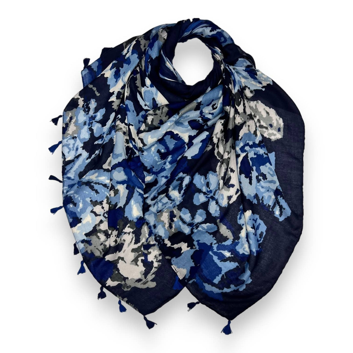 Navy Flower Print Scarf