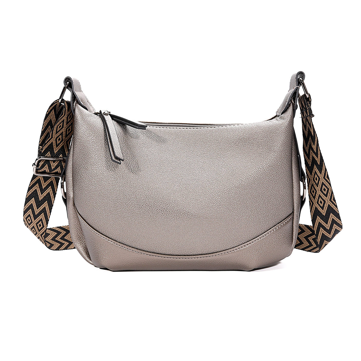 Superbia Soft Double Zipper Shoulder Bag Hobo Bag-9149: Bronze