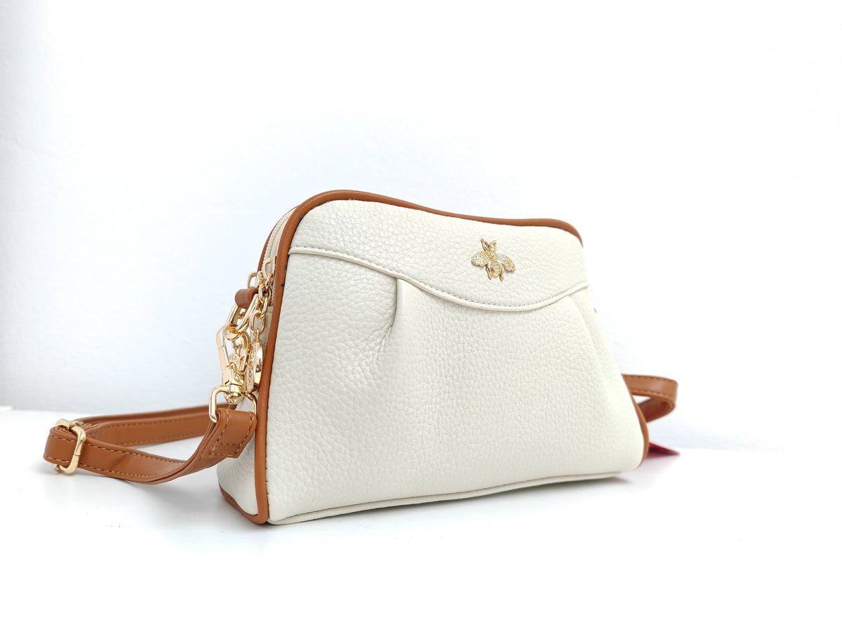 Double Zipper Bee Shoulder Bag Cross Body Bag - 9325: Teal