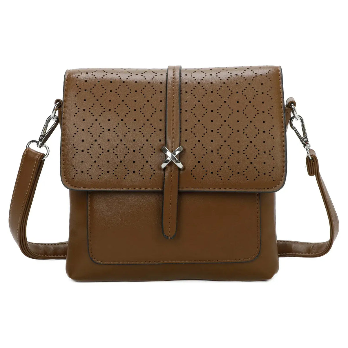 Small 3Compartment Cross Body Bag Laser Cut Shoulder Bag9126: Teal