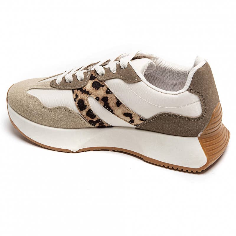 CHUNKY WHITE TRAINER WITH LEOPARD