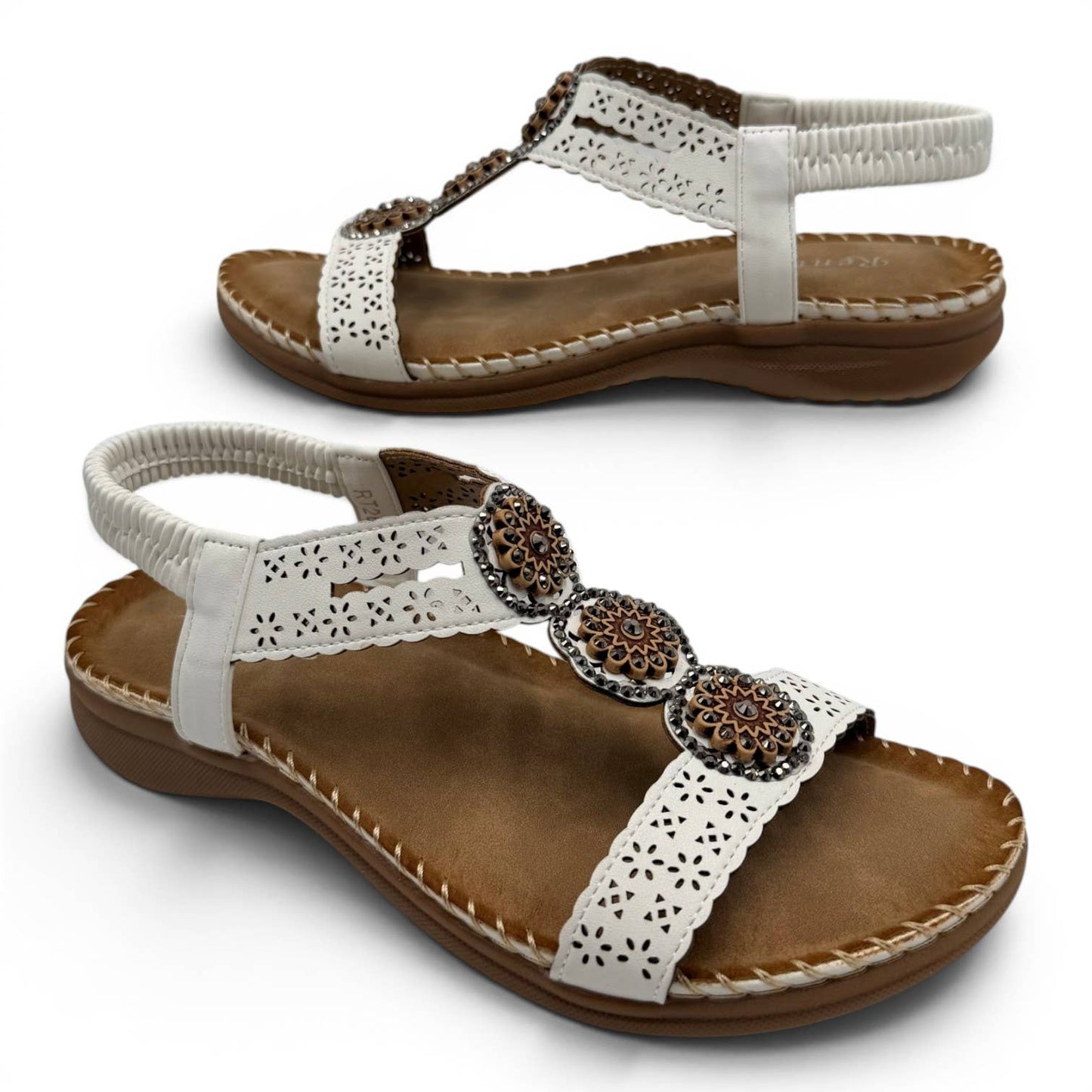 Women's Cutout Bohemian Flat Sandals RT268-5: White