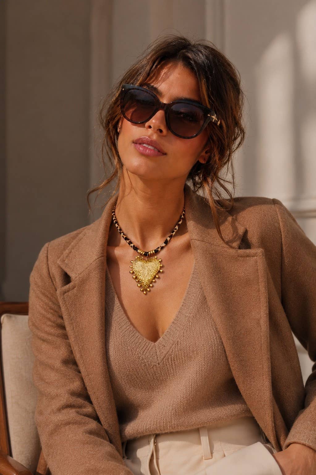 Leopard necklace adorned with stainless steel rings and pendant: Léopard