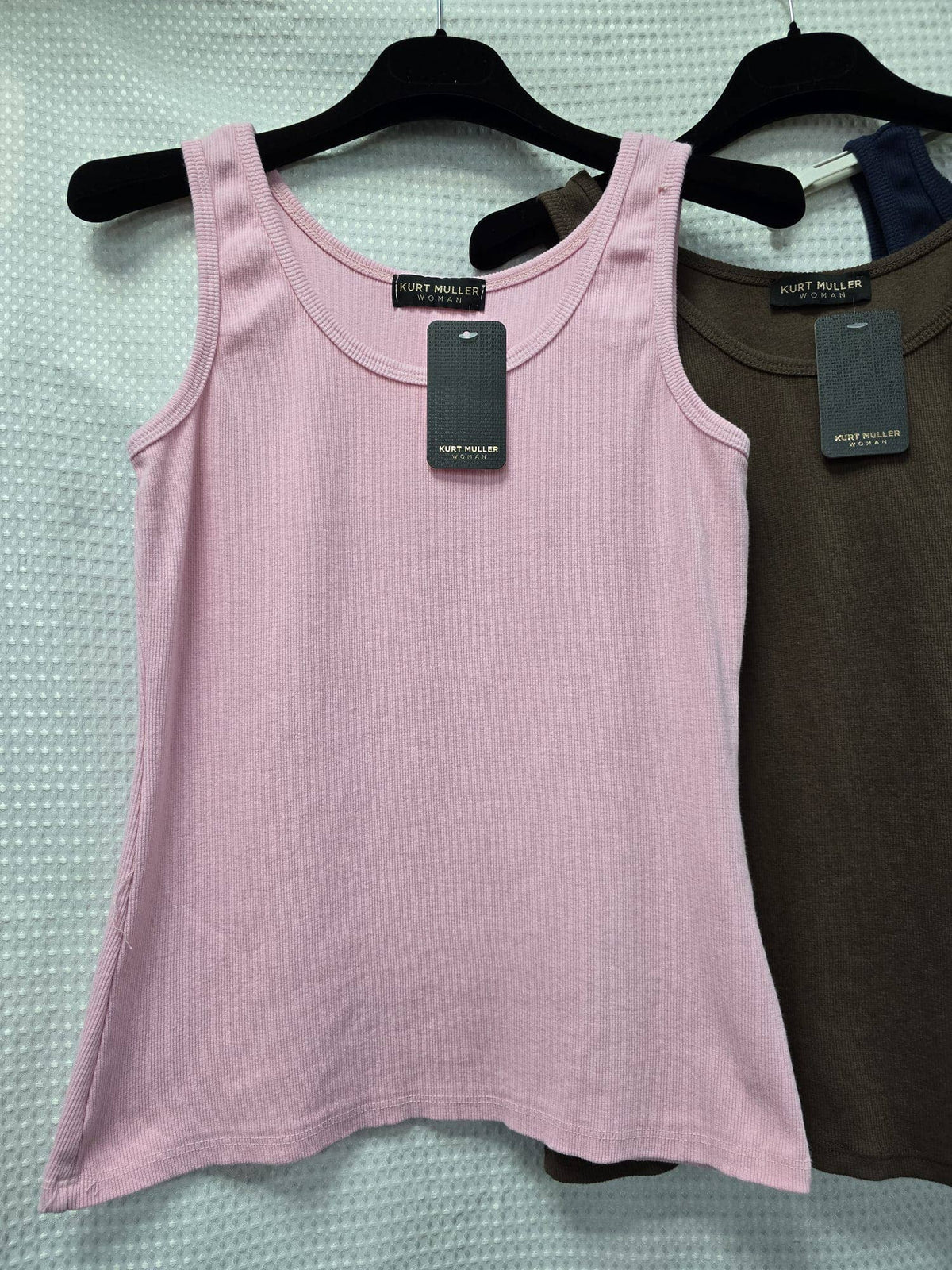 Cotton Ribbed Vest: Beige