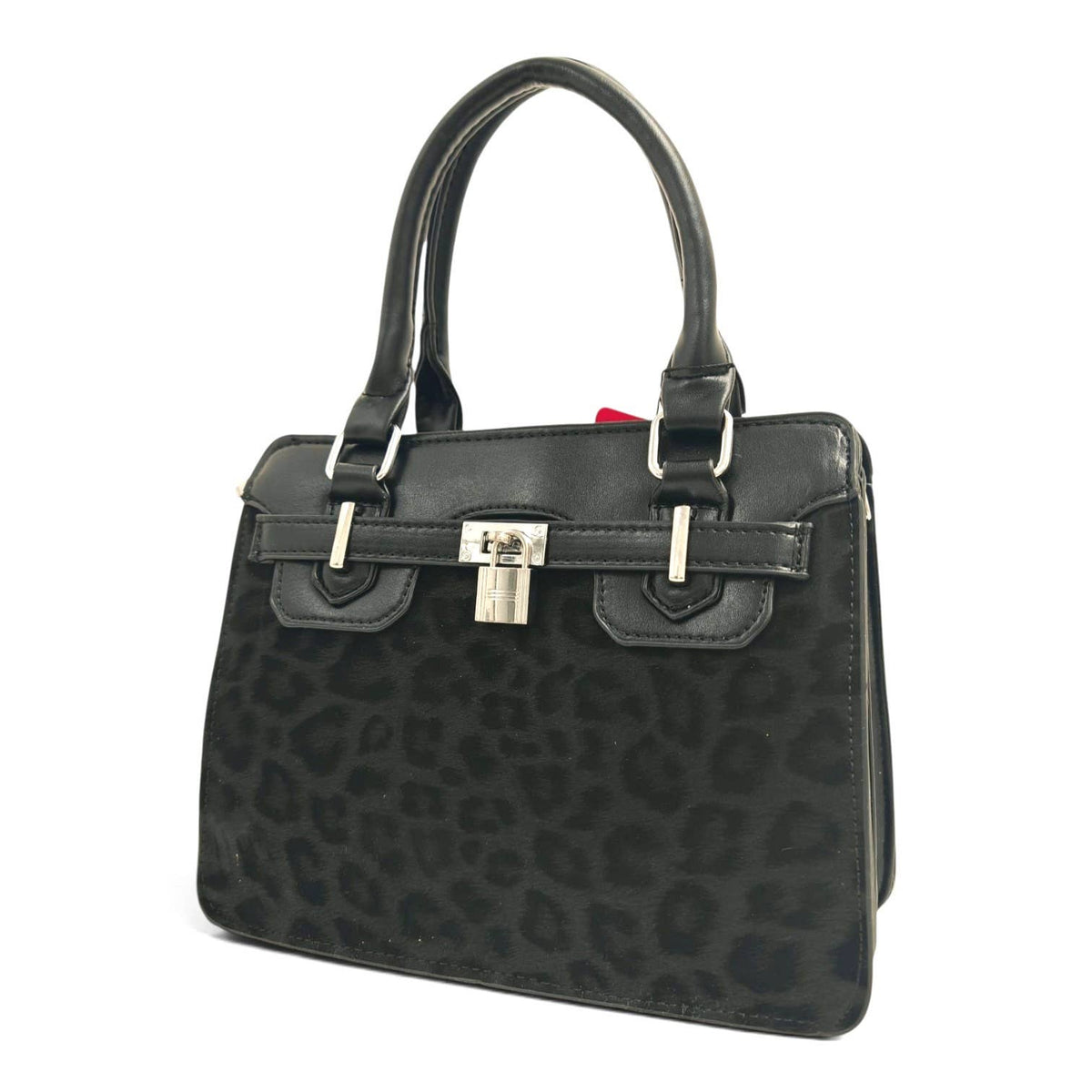 Medium Size Leopard Print Padlock Tote Bag-931-12: Mink
