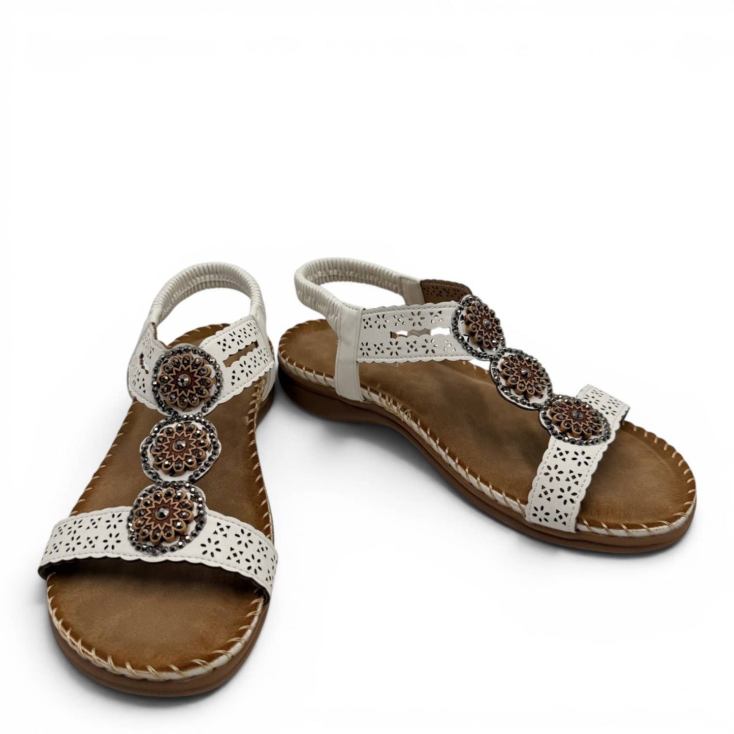 Women's Cutout Bohemian Flat Sandals RT268-5: White