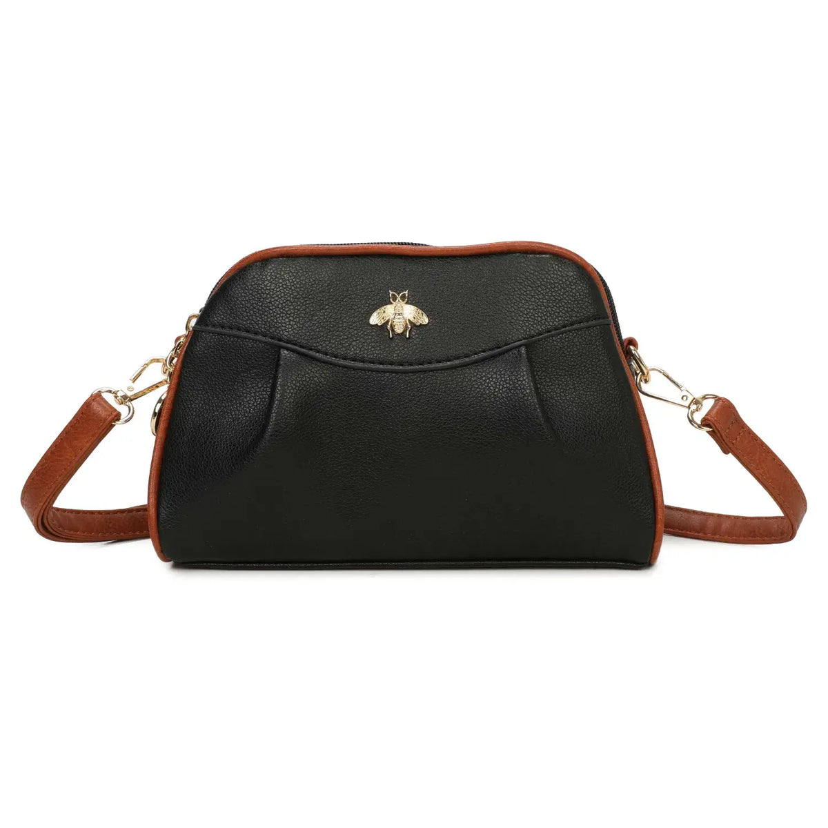 Double Zipper Bee Shoulder Bag Cross Body Bag - 9325: Teal