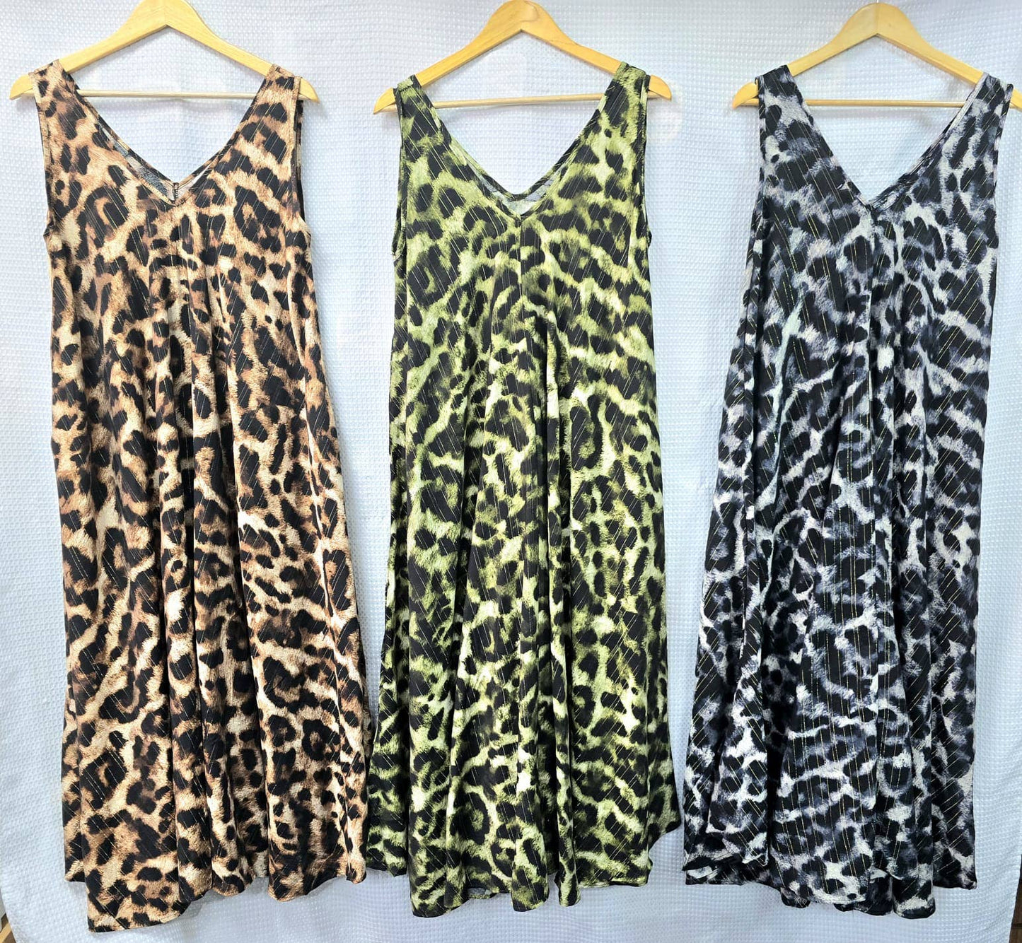 Leopard Parachute V Cotton Lurex Maxi Dress: Brown