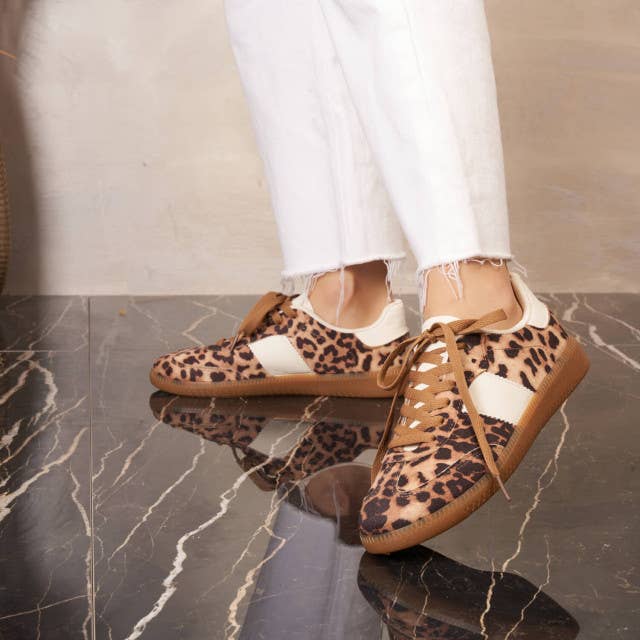 Women’s Leopard Print Retro Gum Sole Trainers Sneakers: Leopard / Standard / UK8/US10