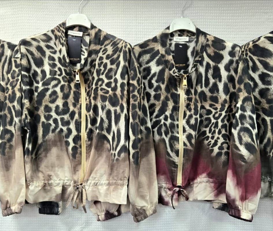 Leopard Lightweight Bomber Jacket: Burgundy