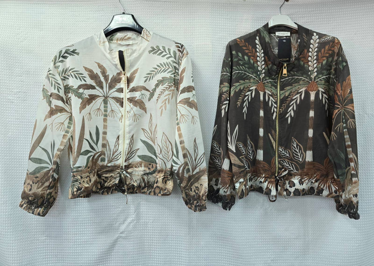 Coco Beach Zip Blouson Lightweight Bomber Jacket: Cream