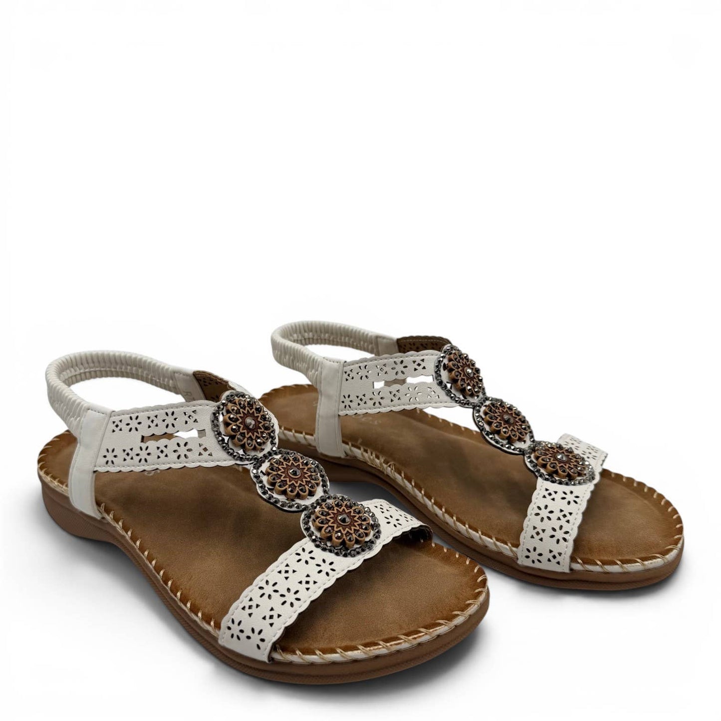 Women's Cutout Bohemian Flat Sandals RT268-5: White