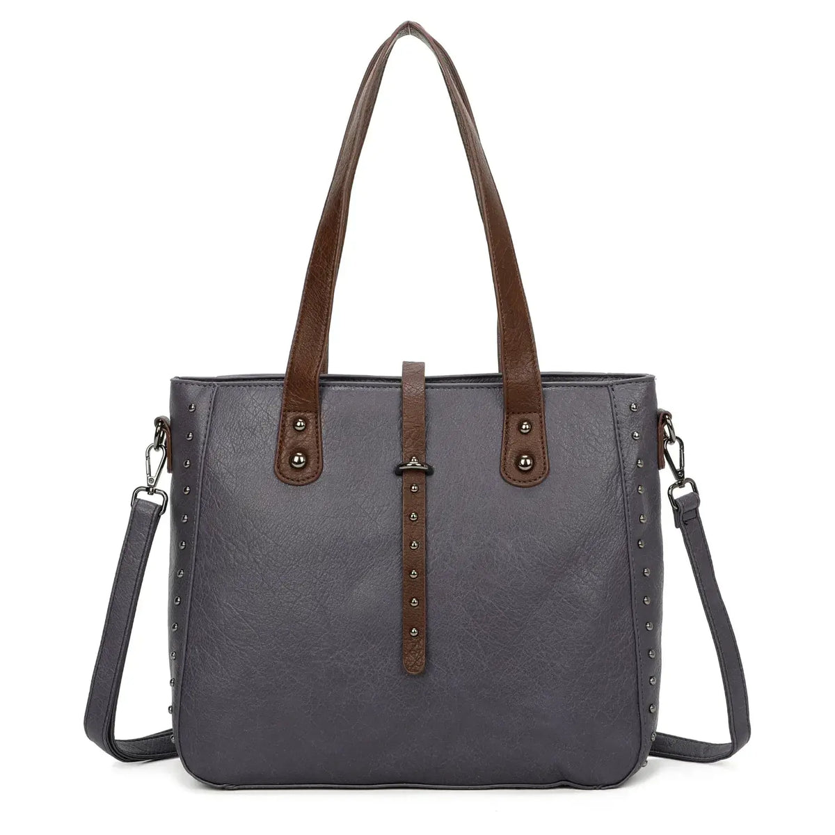 Superbia Medium Size Two-Toned Studs Details Tote Bag-9316: Teal