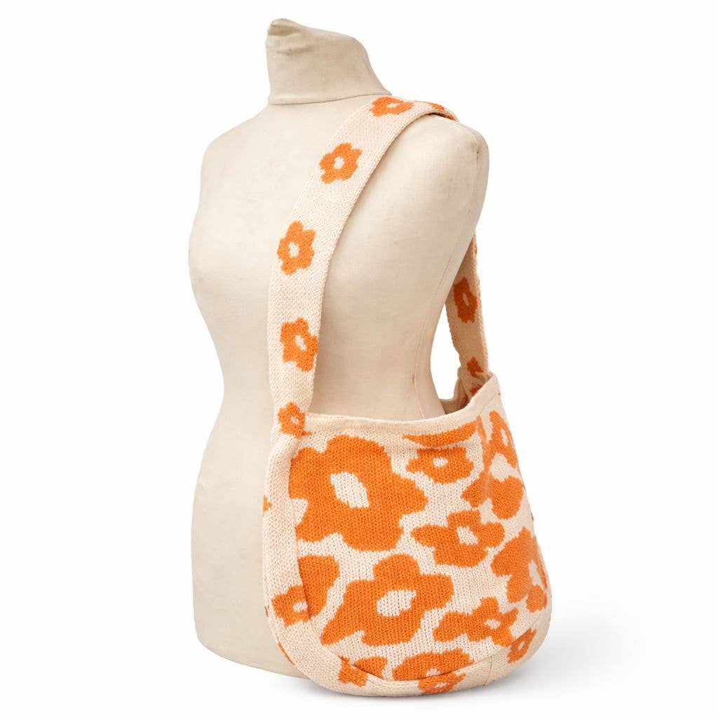 RETRO PETAL PRINT CROCHET BAG