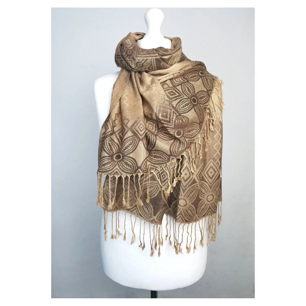 Super Soft Reversible Pashmina scarf /Shawl-Azec 6364: Blue