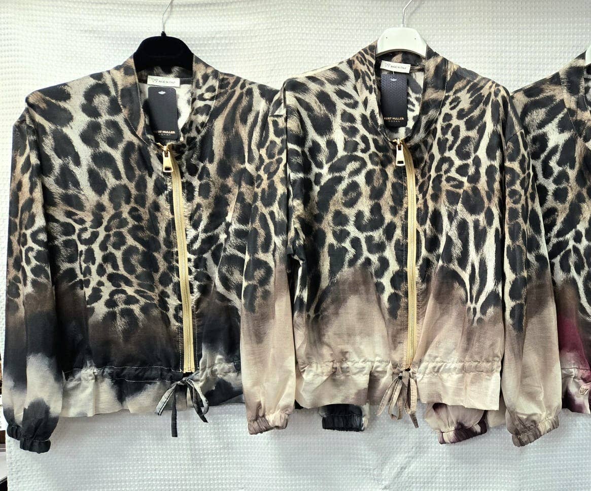 Leopard Lightweight Bomber Jacket: Burgundy