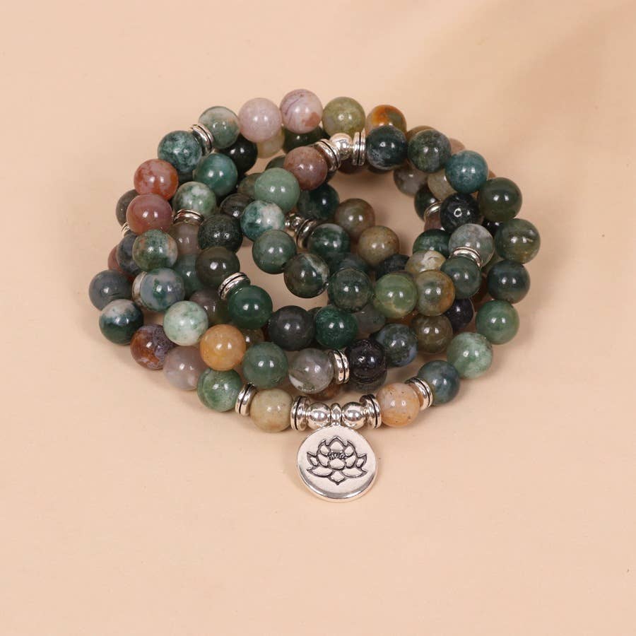 108 Stone Beads Two-Color Lotus Pendant Bracelet Dual Use