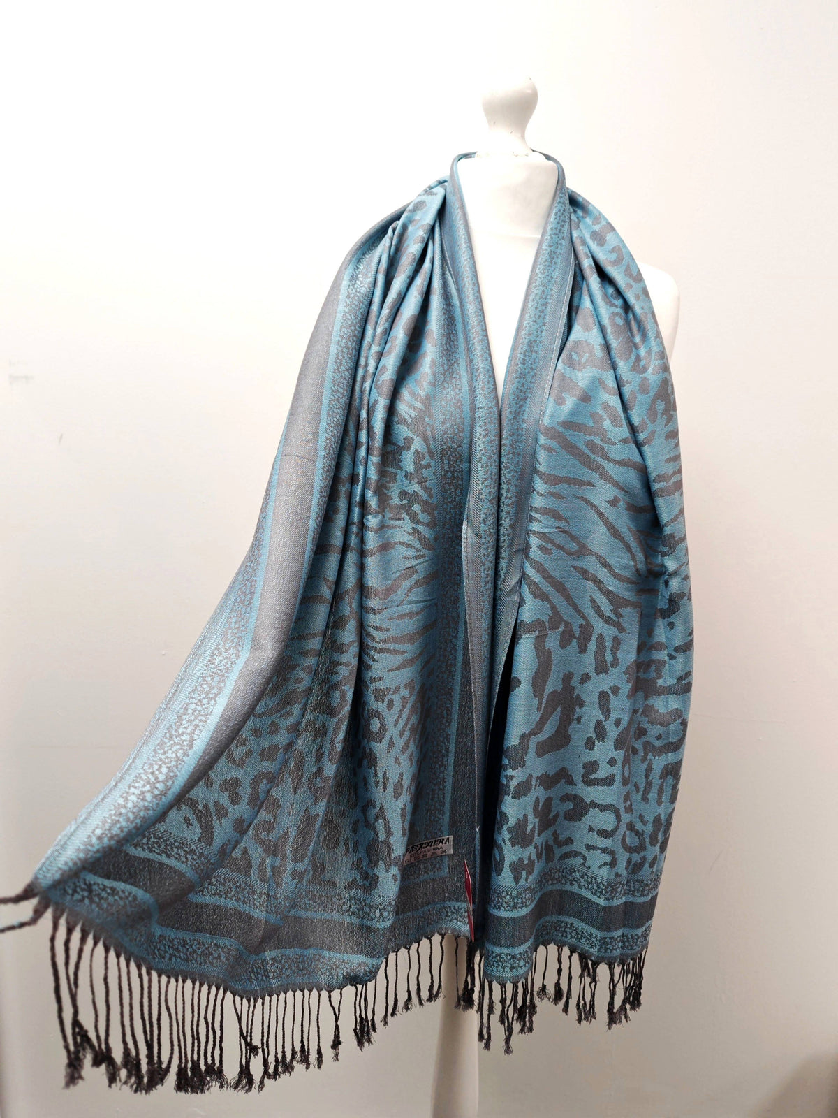 Super Soft Pashmina Scarf Shawl Wrap-2503 Animal Print: Duck egg