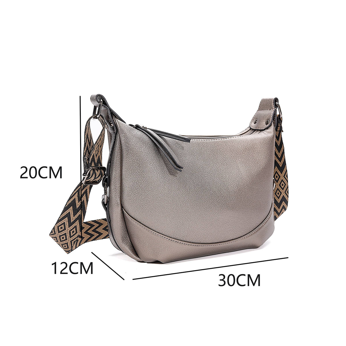 Superbia Soft Double Zipper Shoulder Bag Hobo Bag-9149: Bronze