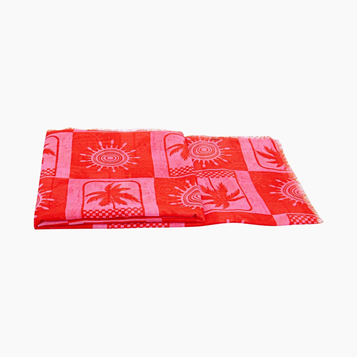 Palm Tree & Suns Lightweight Scarf in Hot Pink/Red: One-size