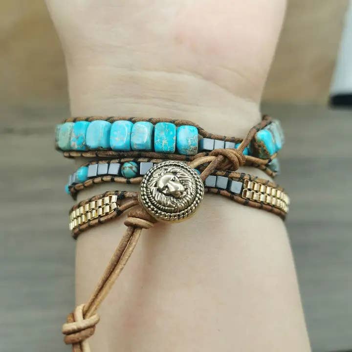 Gold Thread Pine Edge Handmade Bracelet