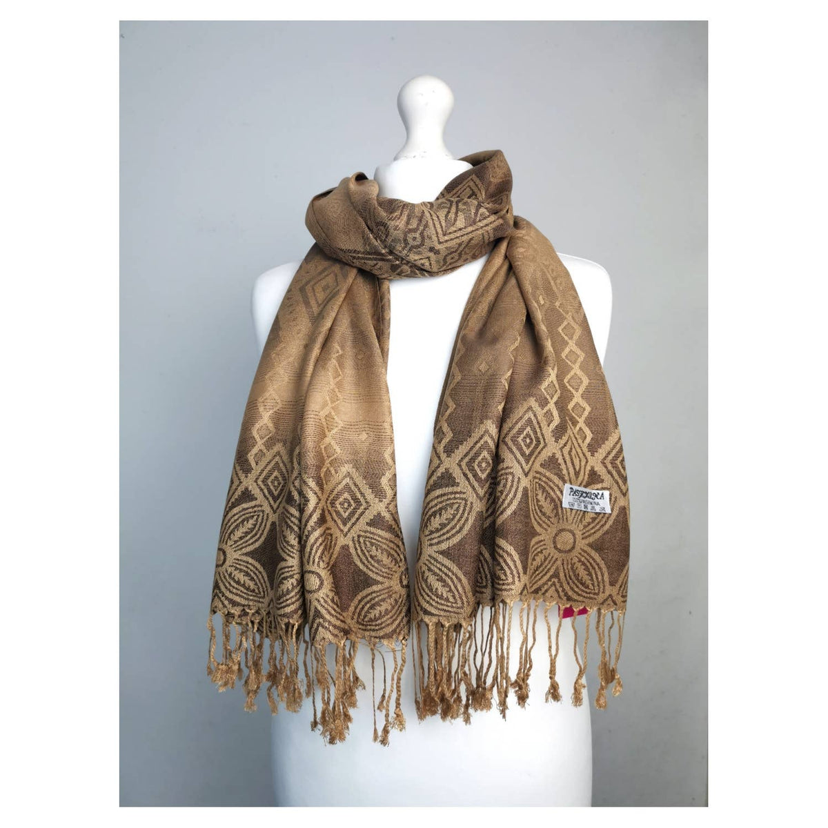 Super Soft Reversible Pashmina scarf /Shawl-Azec 6364: Blue