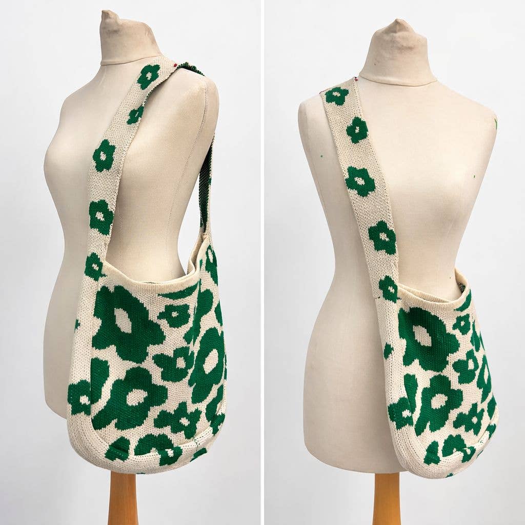 RETRO PETAL PRINT CROCHET BAG