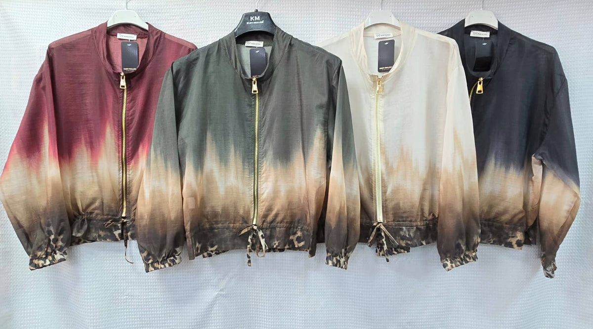 Ombre Zip Blouson Lightweight Bomber Jacket: Cream