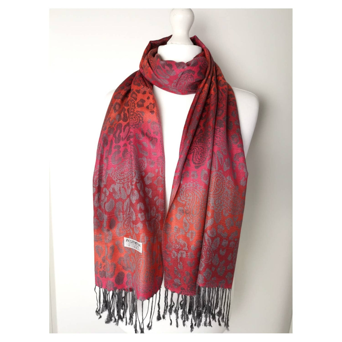 Super Soft Reversible Pashmina C48-2 Leopard: Orange-taupe