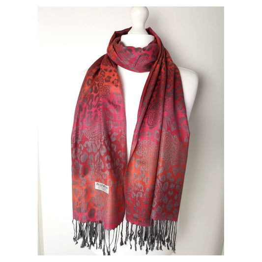 Super Soft Reversible Pashmina C48-2 Leopard: Orange-taupe