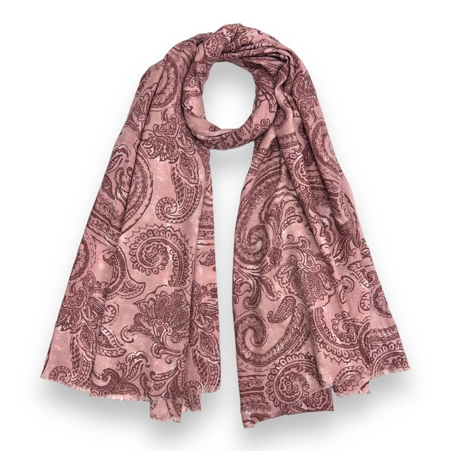 Lightweight Pink Paisley Scarf