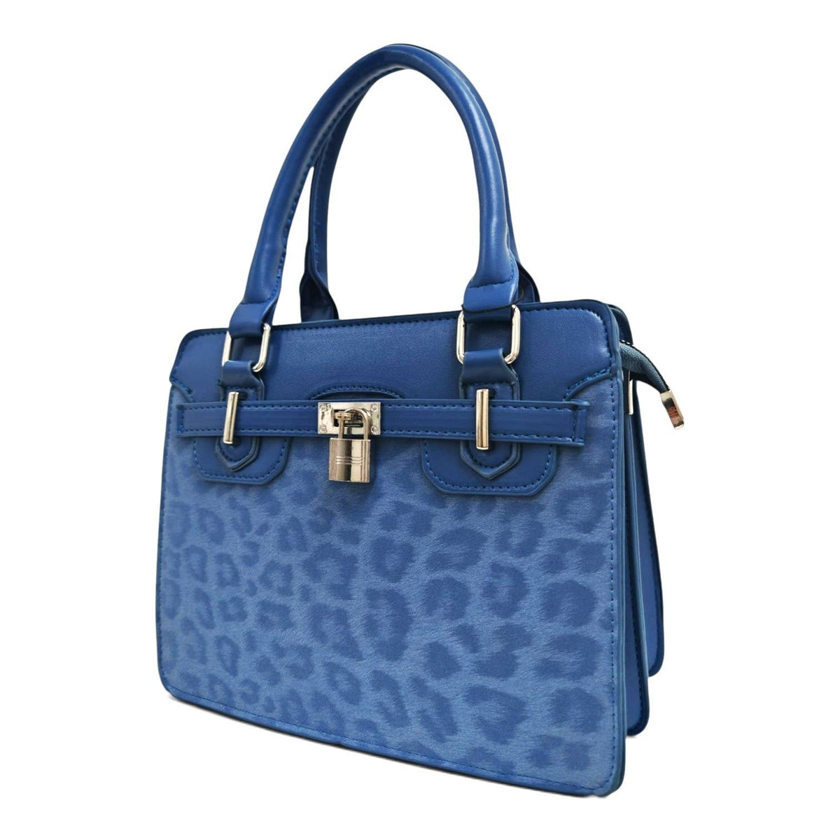 Medium Size Leopard Print Padlock Tote Bag-931-12: Mink