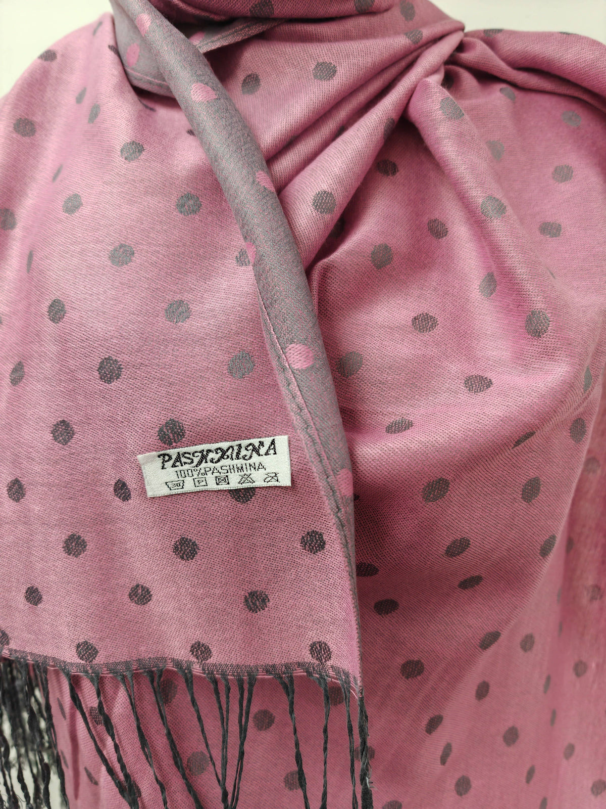 Super Soft Reversible Pashmina scarf /Shawl - C48-1 Dots: L.pink