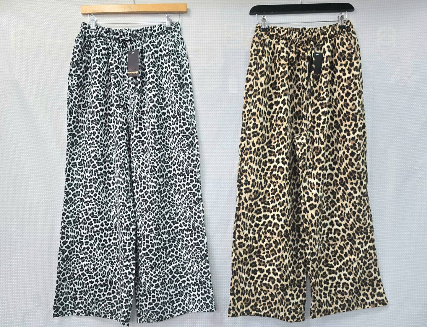 Leopard Printed Wide Leg Palazzo Trousers: Brown