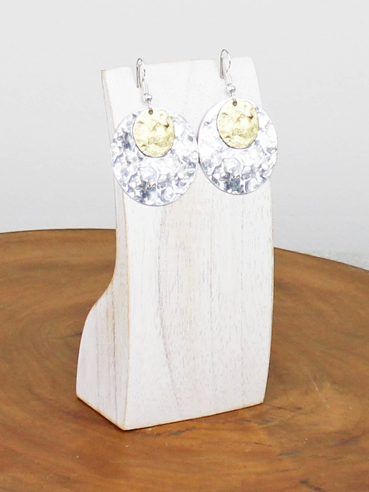 KH1508 DOUBLE BEATEN DISC EARRINGS