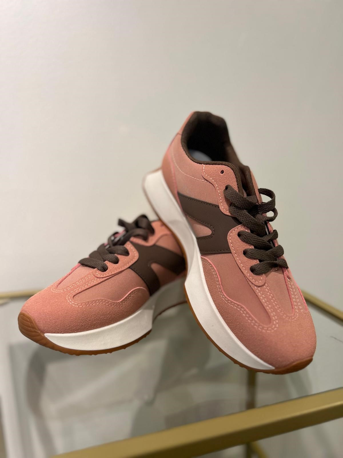 PINK CHUNKY LACE UP TRAINER
