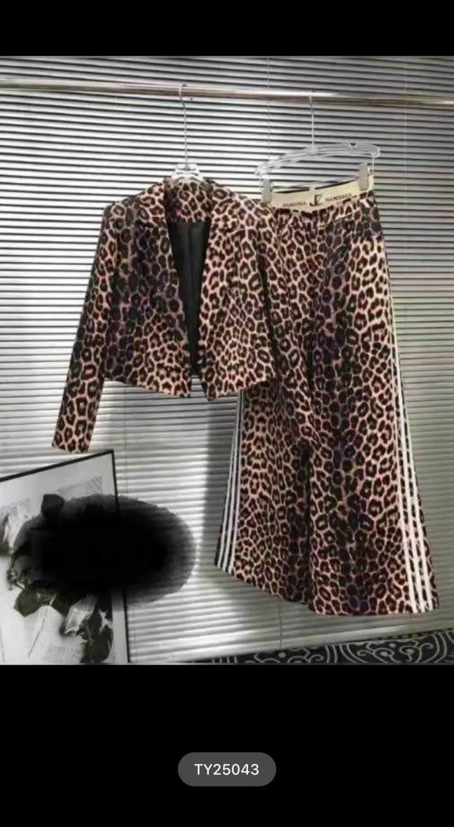 LEOPARD JACKET AND TROUSER SET